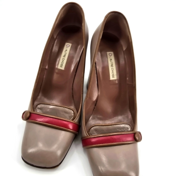 L'Autre Chose Size 7.5US 38EU Women's Square Toe Block Heel Leather Pumps - Picture 9 of 10